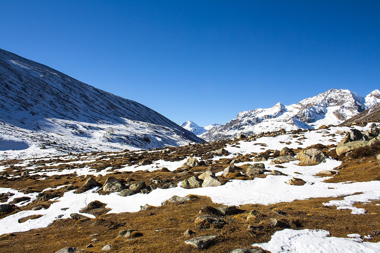 Snowbound peaks surrounding the sacred high-altitude sanctuary