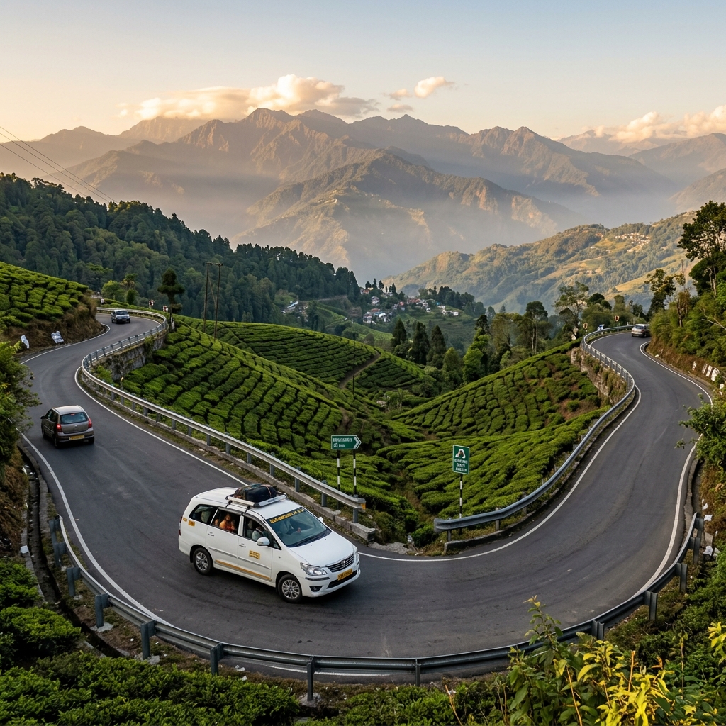Siliguri Hill Taxi SUV on mountain road